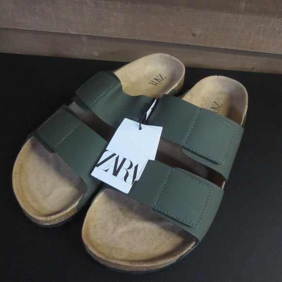 ZARA WOMEN'S OLIVE GREEN SLIDES - Picture 3 of 6